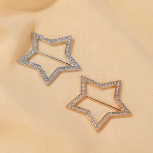 Gros plan de clips à vêtements en forme d'étoile avec strass en coloris or et argent