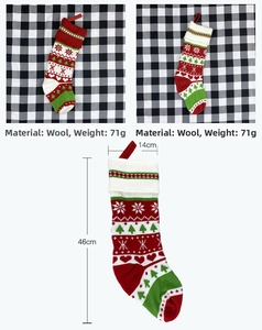 Detailed size specifications of 46cm knitted Christmas stocking with snowflake patterns