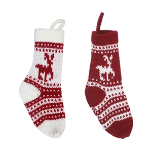 Lot de chaussettes de Noël en tricot rouge et blanc avec motifs jacquard renne