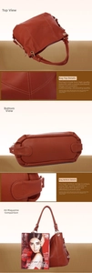 Macro detail of caramel pebbled leather handbag with stitching and gold hardware