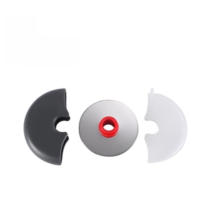 Exploded view showing detachable parts of the stainless steel pizza wheel cutter