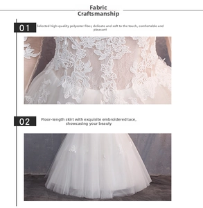 Dettaglio elegante abito da sposa bianco con ricamo in pizzo floreale e morbido tulle