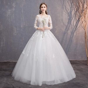 Elegante Abito Da Sposa Con Maniche Lunghe In Pizzo Per Sposa Linea A Abito Da Sposa In Tulle Ricamato Schiena Con Lacci