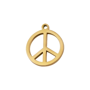 Pendentif symbole de paix en acier inoxydable doré poli pour la création de colliers