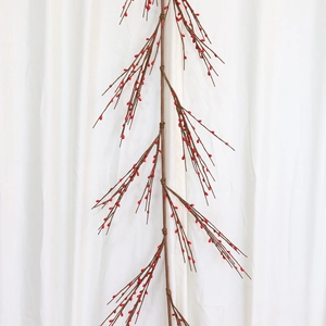 Guirlande de baies rouges décoration Noël maison tiges de plantes artificielles DIY
