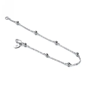 Detail shot of S925 sterling silver bracelet featuring polished beads and S925 ITALY hallmark