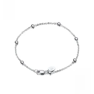 Detailed view of S925 sterling silver beaded bracelet with Italy S925 hallmark