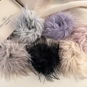 Faux Fur Scrunchie Large Fluffy Plush Hair Tie Elegant Feather-Like Ponytail Holder For Women Girls