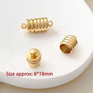 Detailansicht 8x18mm vergoldeter Magnetverschluss für DIY-Halsketten und Schmuck