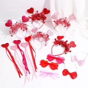 Valentine heart headbands with glitter heart wands and sunglasses party accessories kit