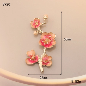 Detailed view of plum blossom alloy charm with size 60mm and weight 8.82g dimensions