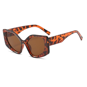 Retro geometric tortoiseshell sunglasses with brown lenses and thick frame fashion