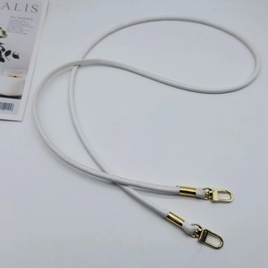 White PU leather shoulder strap with gold metal buckles for crossbody bags
