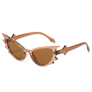 Fashionable bat-shaped cat eye sunglasses in amber finish for women's party wear