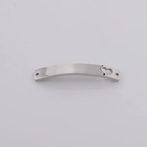 Polished silver stainless steel curved rectangle bar with hollow heart for DIY jewelry