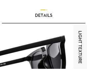 Close-up of lightweight black sunglasses frame hinges and durable temple arm detail