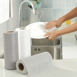 Disposable grey wave pattern kitchen cleaning cloth roll for washing and wiping dishes