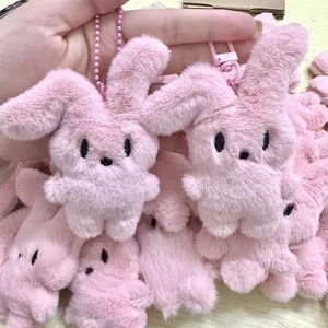Cute Plush Rabbit Keychain For Women Girls Cartoon Bunny Backpack Pendant Soft Stuffed Animal Keyring Sweet Student Gift Accessory
