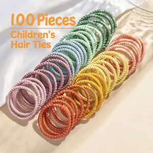 Kids Elastic Hair Ties Seamless High Stretch Rubber Bands Hair Rings Macaron Colors Threaded Ponytail Holders For Girls Toddlers