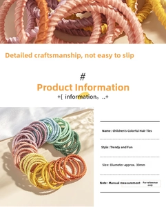 Close-up of 30mm colorful braided elastic hair bands with smooth ribbed texture for girls