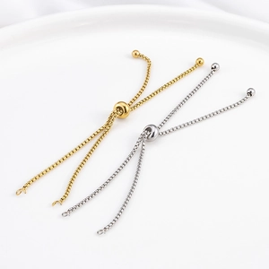Adjustable stainless steel snake chain bracelets in gold and silver with sliding clasps