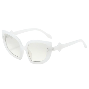 Chic cat eye sunglasses with white oversized frames and metallic rivet stud accents