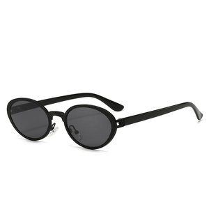 Fashionable black oval sunglasses with textured frames shown from a 45-degree angle view