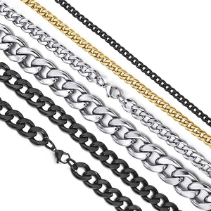 Cuban Link Chain Necklace Titanium Steel Hip Hop Punk Curb Chain Polished Finish Fashion Jewelry For Men Women