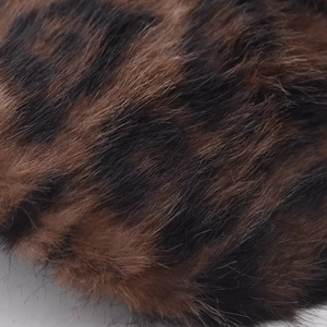 Faux fox fur baseball cap with leopard print texture and soft warm plush material