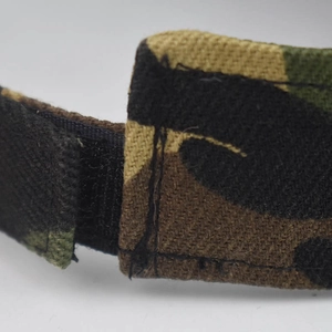 Polyester camouflage sun visor hat with adjustable velcro closure and reinforced stitching