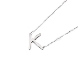 Minimalist silver stainless steel chain necklace with capital K letter pendant