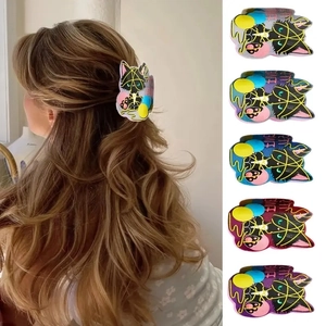 Cute Cartoon Cat Hair Claw Clip Colorful PVC Glitter Shark Hairpin Styling Accessory For Women Girls Hair Ornament
