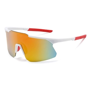 Outdoor cycling sunglasses with white frame and gradient colorful lenses for sport