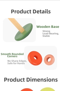 Detailed view of the smooth rounded edges and stable wooden base of the rainbow stacker toy
