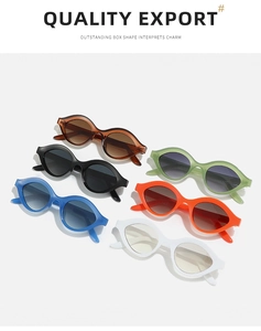 Collection de lunettes de soleil ovales rétro en résine marron noir bleu et orange