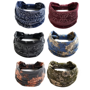 Lot de 6 bandeaux de yoga élastiques avec motifs paisley et fleurs et nœud croisé chic