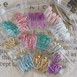 Colorful Sequined Snap Hair Clips Alloy Glitter Water Drop Heart Shape Sweet Daily Headwear For Girls