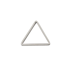 Polished silver stainless steel triangle frame pendant for DIY jewelry on white background