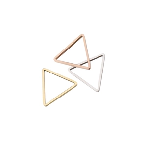 Polished triangle metal pendants in gold, silver and rose gold for jewelry making