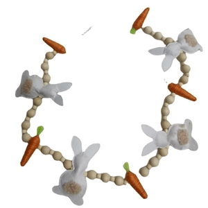 Easter Bunny Carrot Garland with wooden beads and plush fabric ornaments for festive decor