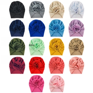 Infant waffle turban caps displayed in an 18-color matrix with English color labels