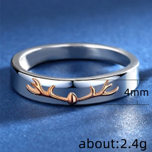 Minimalistischer Elchgeweih-Paarring mit zweifarbigem Silber- und Roségold-Zirkon