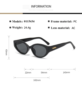 Spécifications de taille pour lunettes de soleil œil de chat avec accents dorés