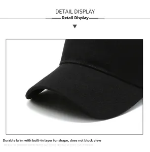 Detail of black baseball cap brim with a built-in interlayer for sturdy sun protection