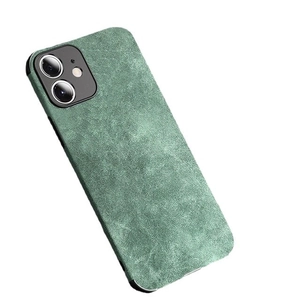 Dark green faux leather phone case with retro matte texture for iPhone 13 models