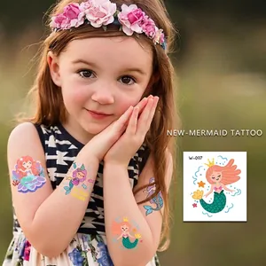 Cartoon Mermaid Temporary Tattoo Stickers Waterproof Ocean Pattern Body Art For Kids Children Party Favors Gift