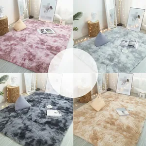 Soft tie-dye shaggy rug set in pink, grey, and beige for living room and bedroom decor