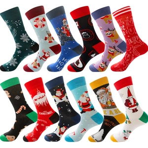 Christmas Socks Cotton Blend Breathable Festive Santa Claus Reindeer Snowflake Pattern Novelty Casual Unisex Holiday