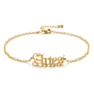 Detailed view of the 18K gold plated Aries constellation anklet with lobster clasp
