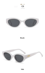 Détails de lunettes de soleil œil de chat blanc translucide avec accents dorés C6